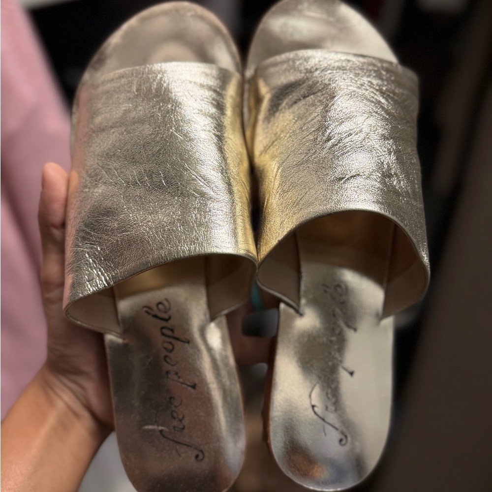 Free People Metallic Gold Mules - Picture 3 of 4